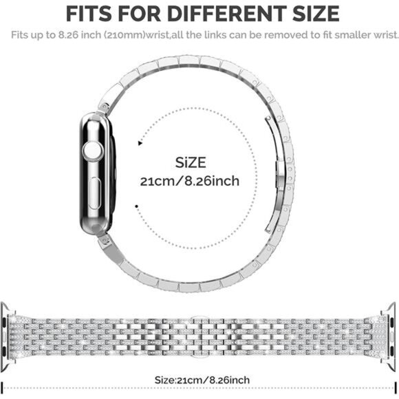 Compatible Apple Watch Band Women 38/40/41/42/44/45/49mm Crystal Rhinestone - Picture 4 of 8